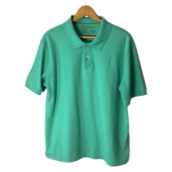 Saddlebred L Perfect Polo Mens Teal Green Shirt Golf Casual EUC - Picture 8 of 15